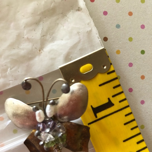 Amethyst, Peridot, & Pearl Butterfly Pin - Picture 8 of 8